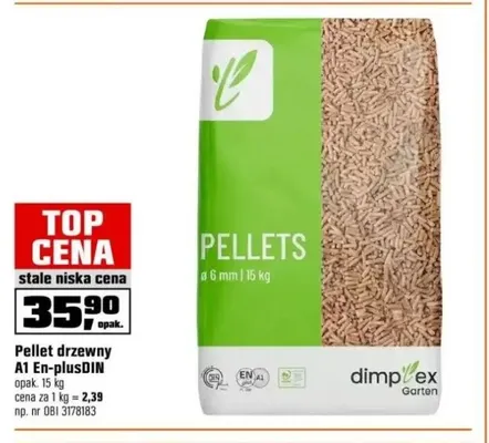 Pellet drzewny A1 En-plusDIN Dimplex Garten promocja w OBI
