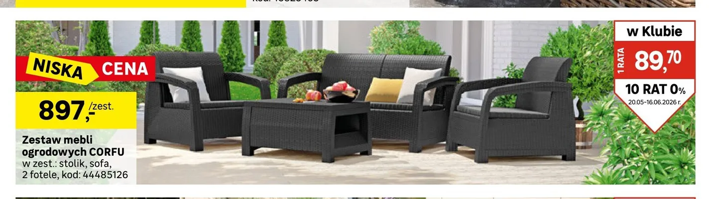 Zestaw mebli ogrodowych CORFU w zest.: stolik, sofa, 2 fotele promocja w Leroy Merlin