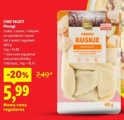 Pierogi ze szpinakiem i serem Chef Select promocja w Lidl