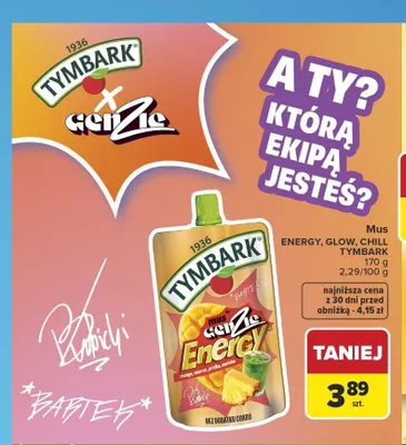 Mus Tymbark Genzie Energy promocja w Carrefour