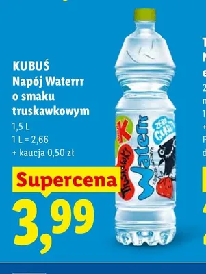 Napój Kubuś Waterrr o smaku truskawkowym promocja w Lidl