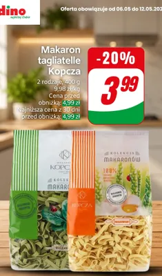 Makaron tagliatelle Kopcza promocja w Dino