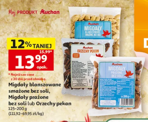 Migdały prażone bez soli Auchan promocja w Auchan