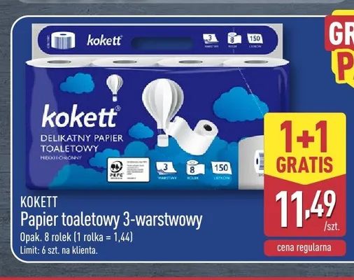 Papier toaletowy 3-warstwowy Kokett promocja w Aldi