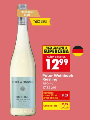 Wino Riesling Medium Sweet Rhine Wine promocja w Biedronka