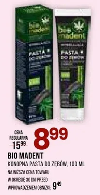 Pasta do zębów BIO MADENT konopna pasta do zębów promocja w Drogerie Natura