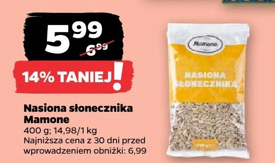 Nasiona słonecznika Mamone promocja w Netto