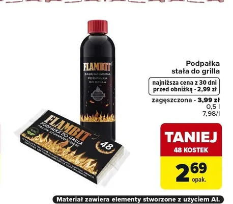 Podpałka stała do grilla Flambit 48 kostek promocja w Carrefour Market
