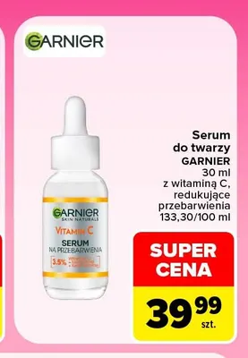 Serum do twarzy Garnier z witaminą C redukujące przebarwienia promocja w Carrefour