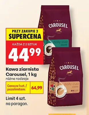 Kawa ziarnista Carousel promocja w Biedronka