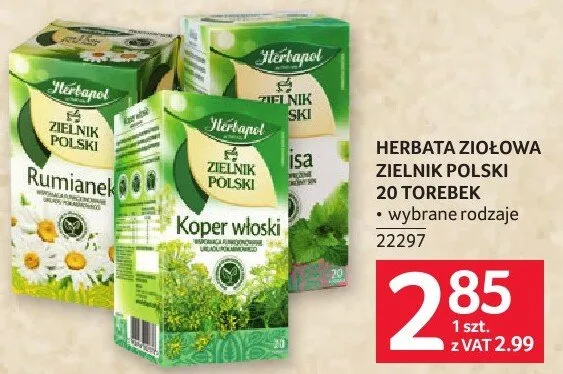 Herbata ziołowa Zielnik Polski 20 torebek wybrane rodzaje 22297 promocja w Selgros