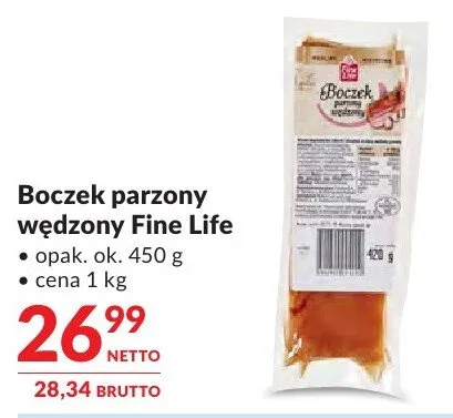 Boczek parzony wędzony Fine Life promocja w Makro