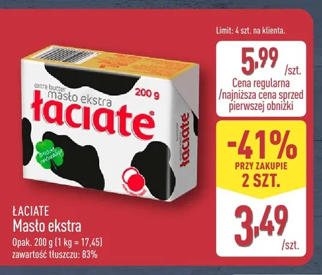 Masło ekstra Łaciate promocja w Aldi