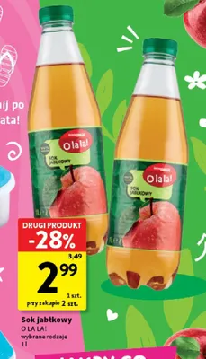 Sok jabłkowy O LA LA! promocja w Intermarche