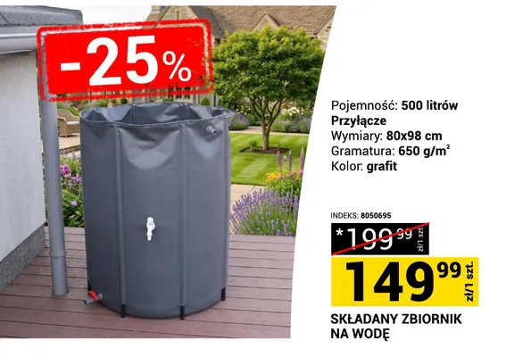 Składany zbiornik na wodę promocja w Merkury Market