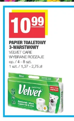 Papier toaletowy Velvet Rumianek i aloes promocja w SPAR