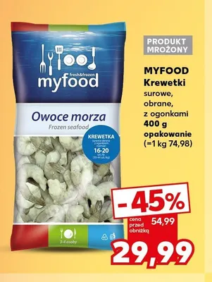 Krewetki surowe obrane z ogonkami MYFOOD promocja w Kaufland