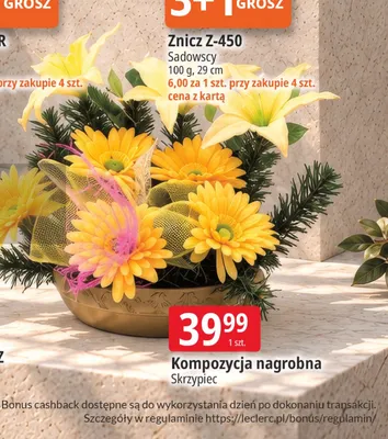 Kompozycja nagrobna Skrzypiec promocja w Leclerc