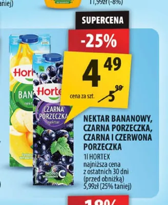Nektar czarna porzeczka Hortex promocja w Arhelan