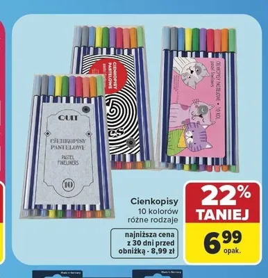 Cienkopisy Q-Connect pastelowe 10-pak promocja w Carrefour