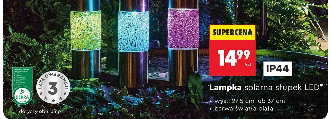 Lampka solarna słupek LED gardenic promocja w Biedronka