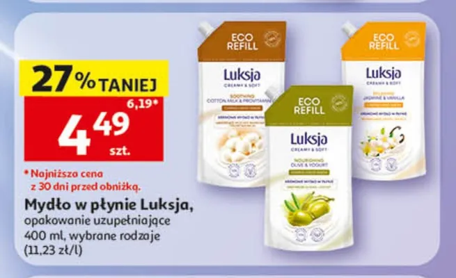 Mydło w płynie Luksja opakowanie uzupełniające promocja w Auchan
