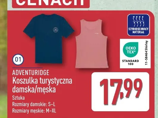 Koszulka turystyczna damska Adventuridge promocja w Aldi