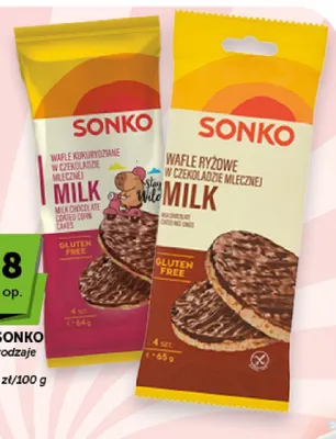 Wafle kukurydziane w czekoladzie mlecznej Sonko promocja w ABC