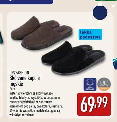 Skórzane kapcie męskie UP2FASHION promocja w Aldi