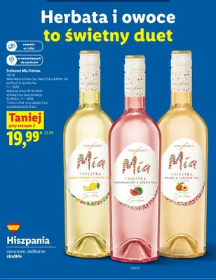 Wino musujące Freixenet Mia Frizztea Watermelon & Green Tea promocja w Lidl