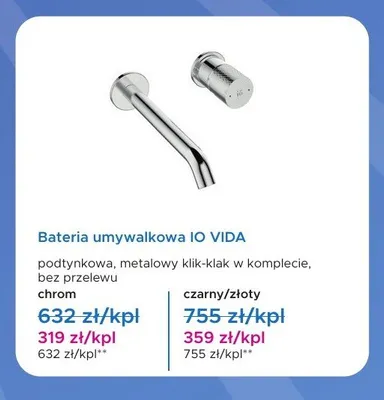 Bateria umywalkowa IO VIDA chrom promocja w Blu Salony Łazienek