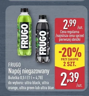 Napój niegazowany Frugo Ultra Black promocja w Aldi