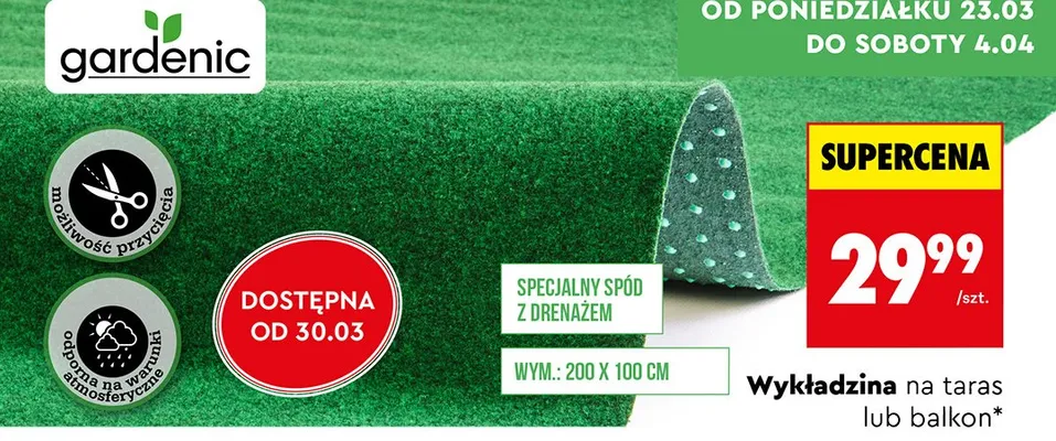 Wykładzina na taras lub balkon promocja w Biedronka