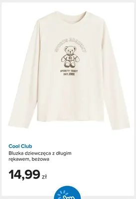 Bluzka dziewczęca z długim rękawem beżowa Cool Club promocja w Smyk