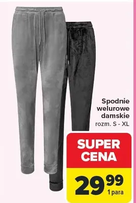 Spodnie welurowe damskie promocja w Carrefour