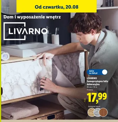 Samoprzylepna folia dekoracyjna Livarno 45cmx10 m promocja w Lidl