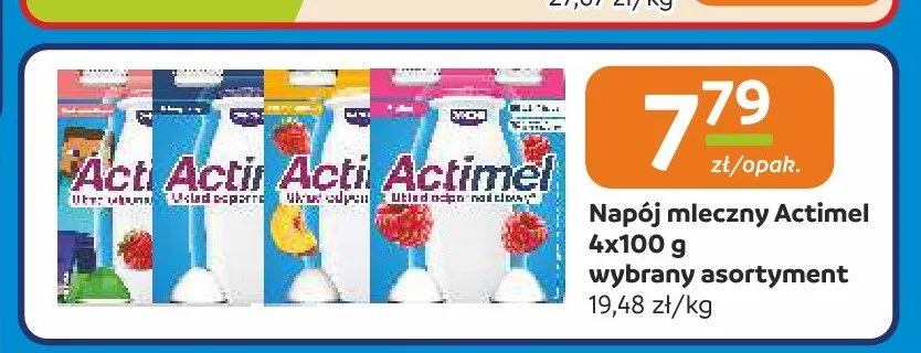 Napój mleczny Actimel 4-pak 100g promocja w Społem Częstochowa