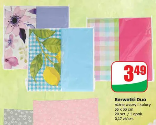 Serwetki Duo różne wzory i kolory promocja w Dino