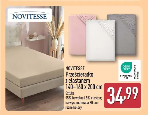 Prześcieradło z elastanem Novitesse 140-160x200 cm promocja w Aldi