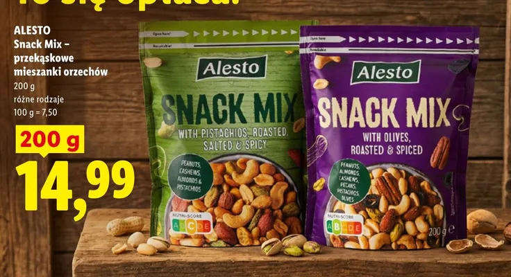 Snack mix przekąskowe mieszanki orzechów promocja w Lidl