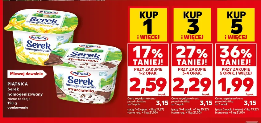 Serek homogenizowany stracciatella Piątnica promocja w Kaufland
