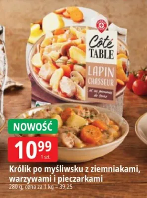 Królik po myśliwsku z ziemniakami warzywami i pieczarkami Côté Table promocja w Leclerc