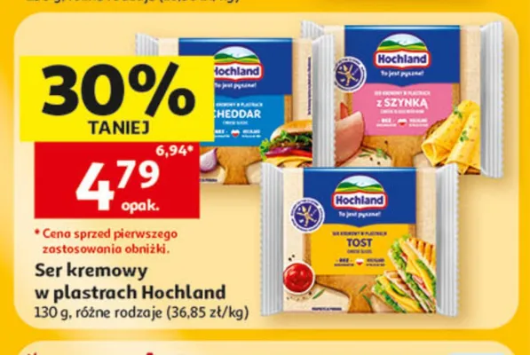 Ser kremowy w plastrach Cheddar Hochland promocja w Auchan