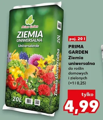 Ziemia uniwersalna Prima Garden do roślin domowych i zielonych 20l promocja w Kaufland