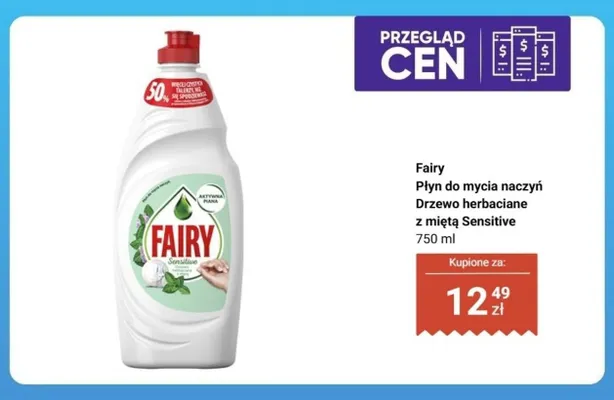 Płyn do mycia naczyń Fairy Drzewo herbaciane z miętą Sensitive promocja w Biedronka