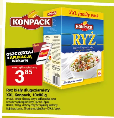 Ryż biały długoziarnisty XXL Konpack 10-pak 80 g promocja w Twój Market