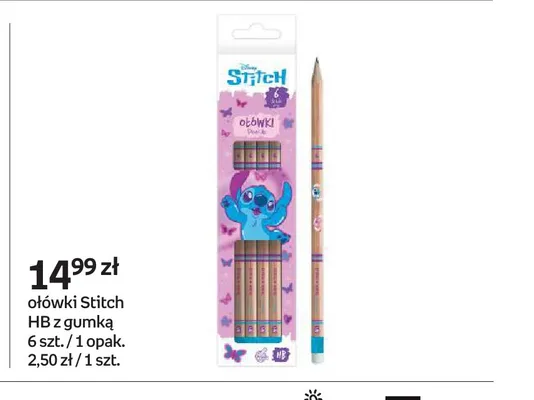 Ołówki Disney Stitch HB z gumką promocja w Empik