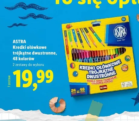 Kredki ołówkowe trójkątne dwustronne Astra promocja w Lidl