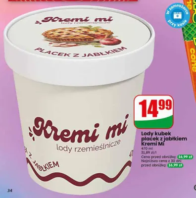 Lody kubek placek z jabłkiem Kremi Mi promocja w Dino