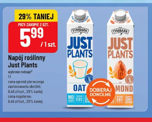 Napój owsiany Tymbark Just Plants Oat promocja w POLOmarket